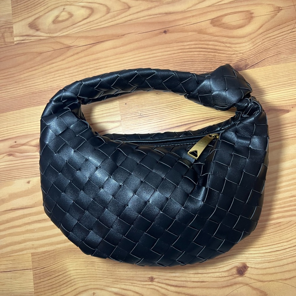 Black Woven Leather Bag